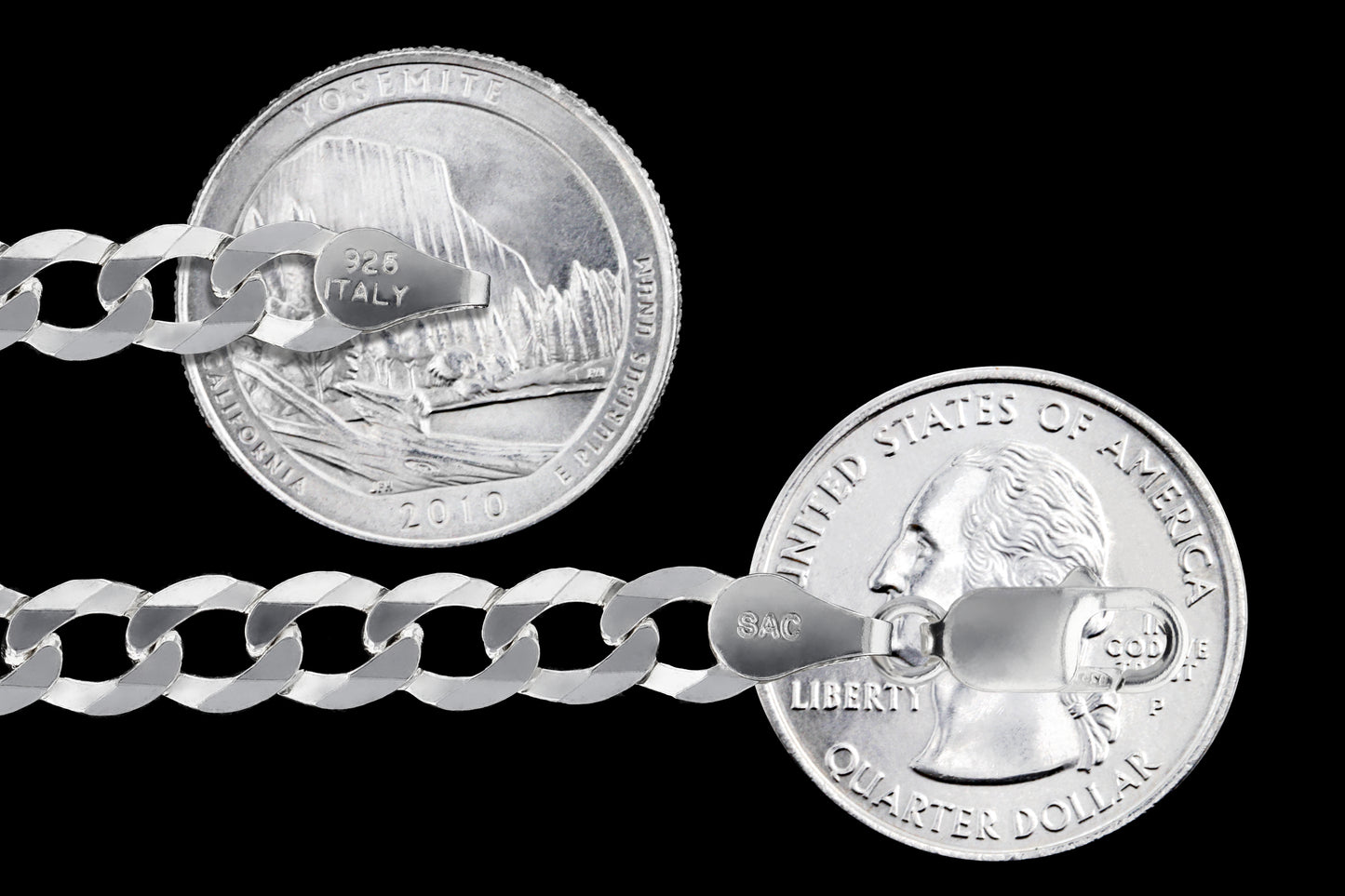 Curb 150 - 6.7mm - Sterling Silver Flat Curb Chain Necklace