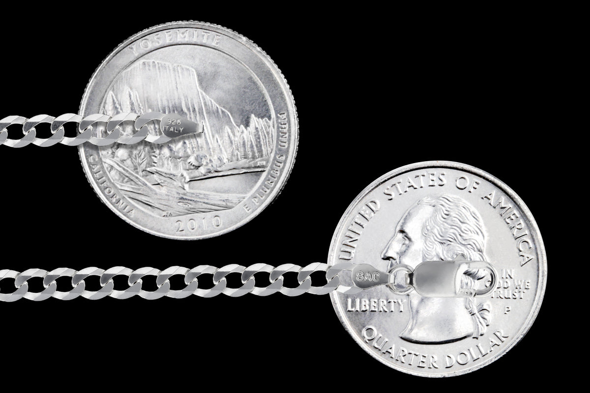 Curb 080 - 3.4mm - Sterling Silver Curb Chain Necklace