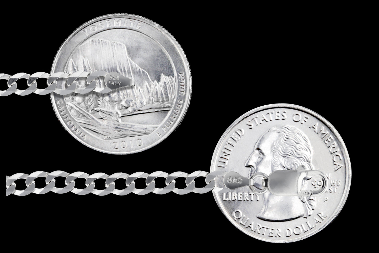 Curb 100 - 3.7mm - Sterling Silver Curb Chain Necklace