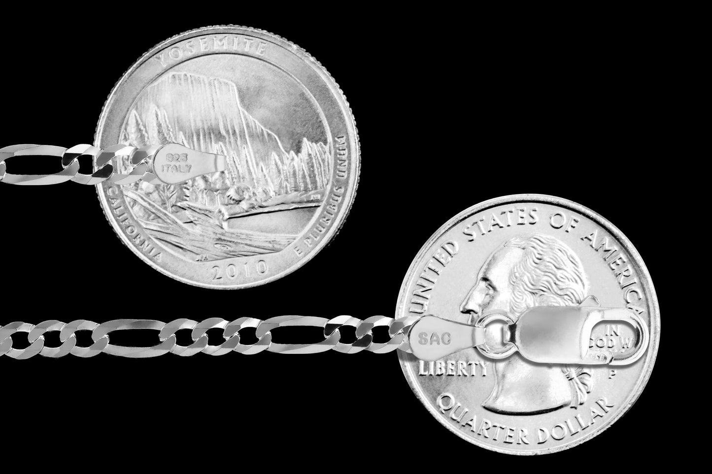 Figaro 100 - 4mm - Sterling Silver Figaro Chain Necklace