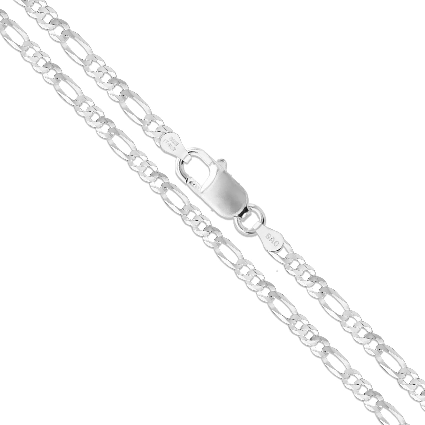 Figaro 080 - 3.4mm - Sterling Silver Flat Figaro Chain Necklace