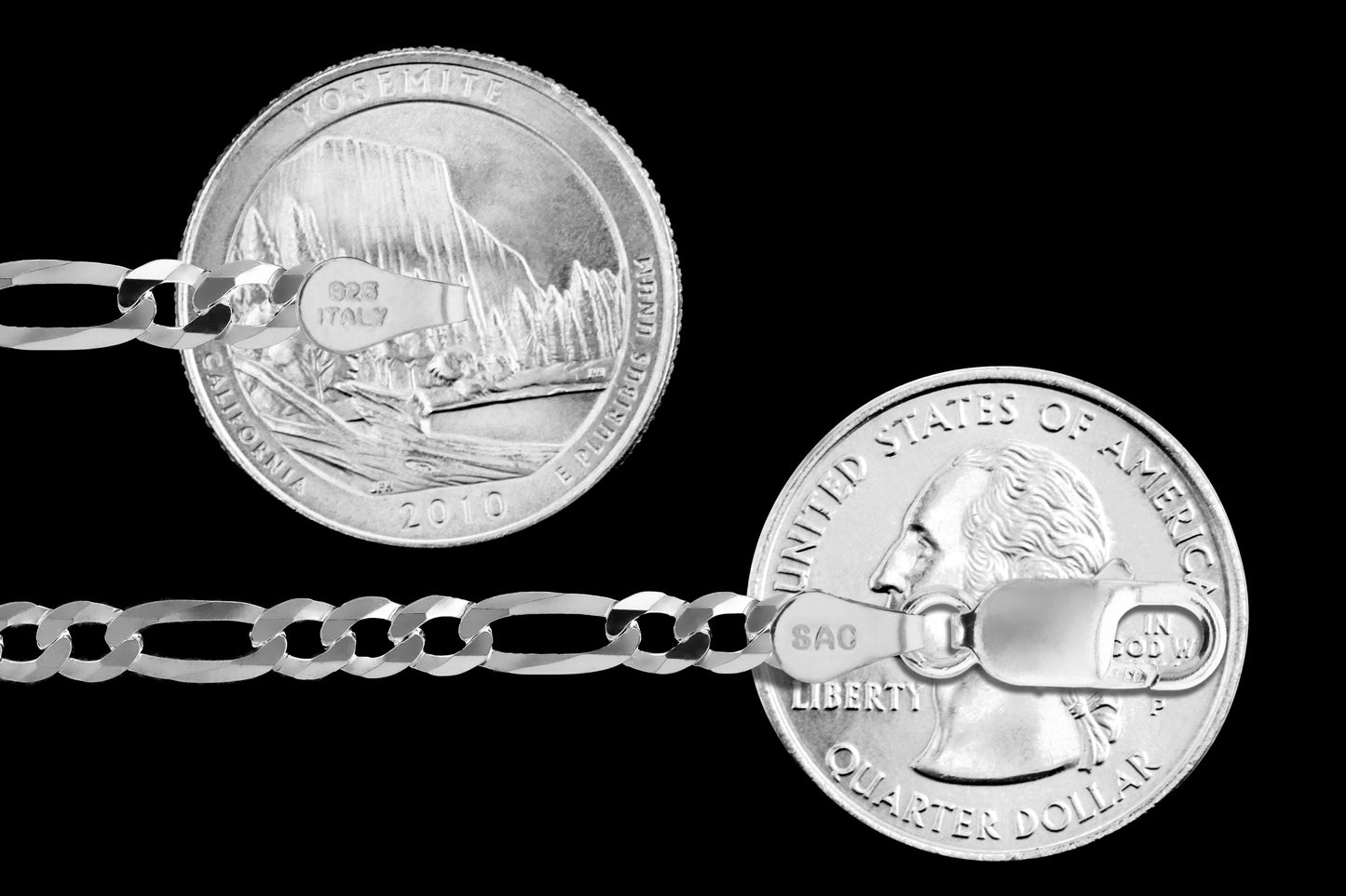 Figaro 100 - 4.5mm - Sterling Silver Flat Figaro Chain Necklace