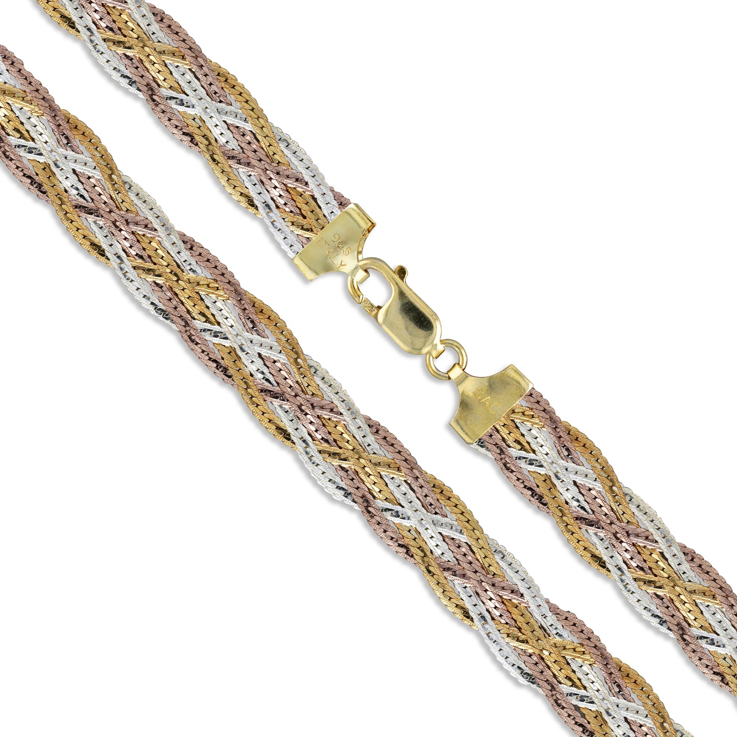 Herringbone 6 Braid 040 - 9mm - Sterling Silver 6 Braid Chain Necklace