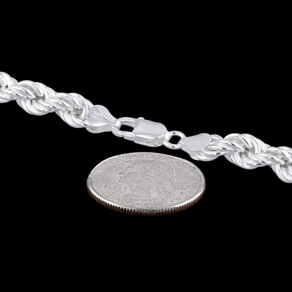 Rope Hollow 150 - 8mm - Sterling Silver Rope Hollow Chain Necklace