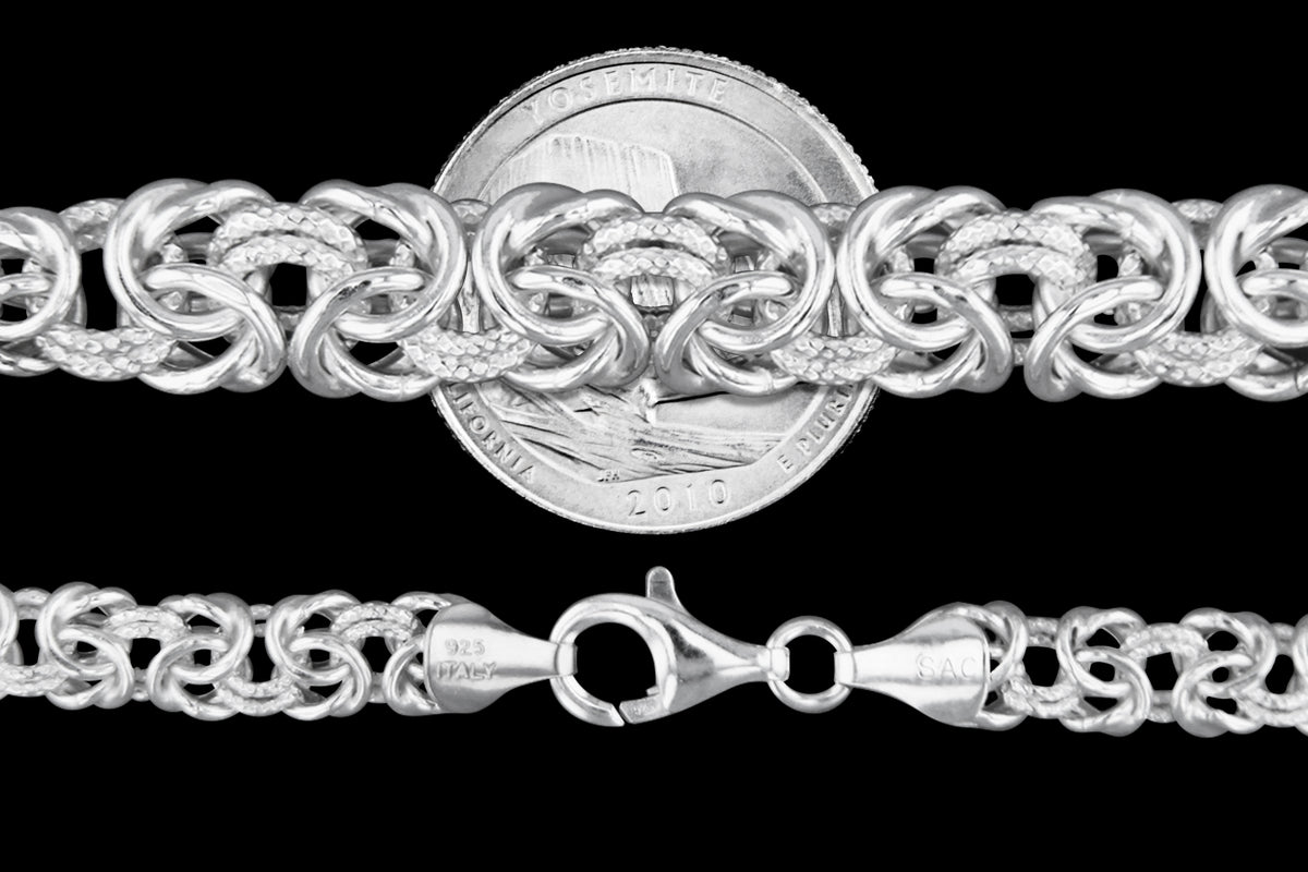 Byzantine Graduated 140 - 10mm - Sterling Silver Byzantine Chain Necklace