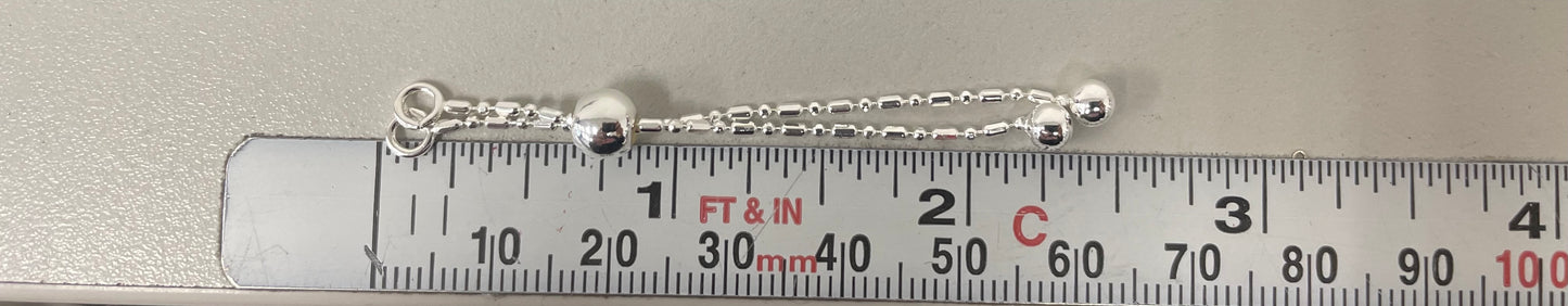 Bracelet Adjustable Slider - Diamond-Cut Bead Bar - Sterling Silver