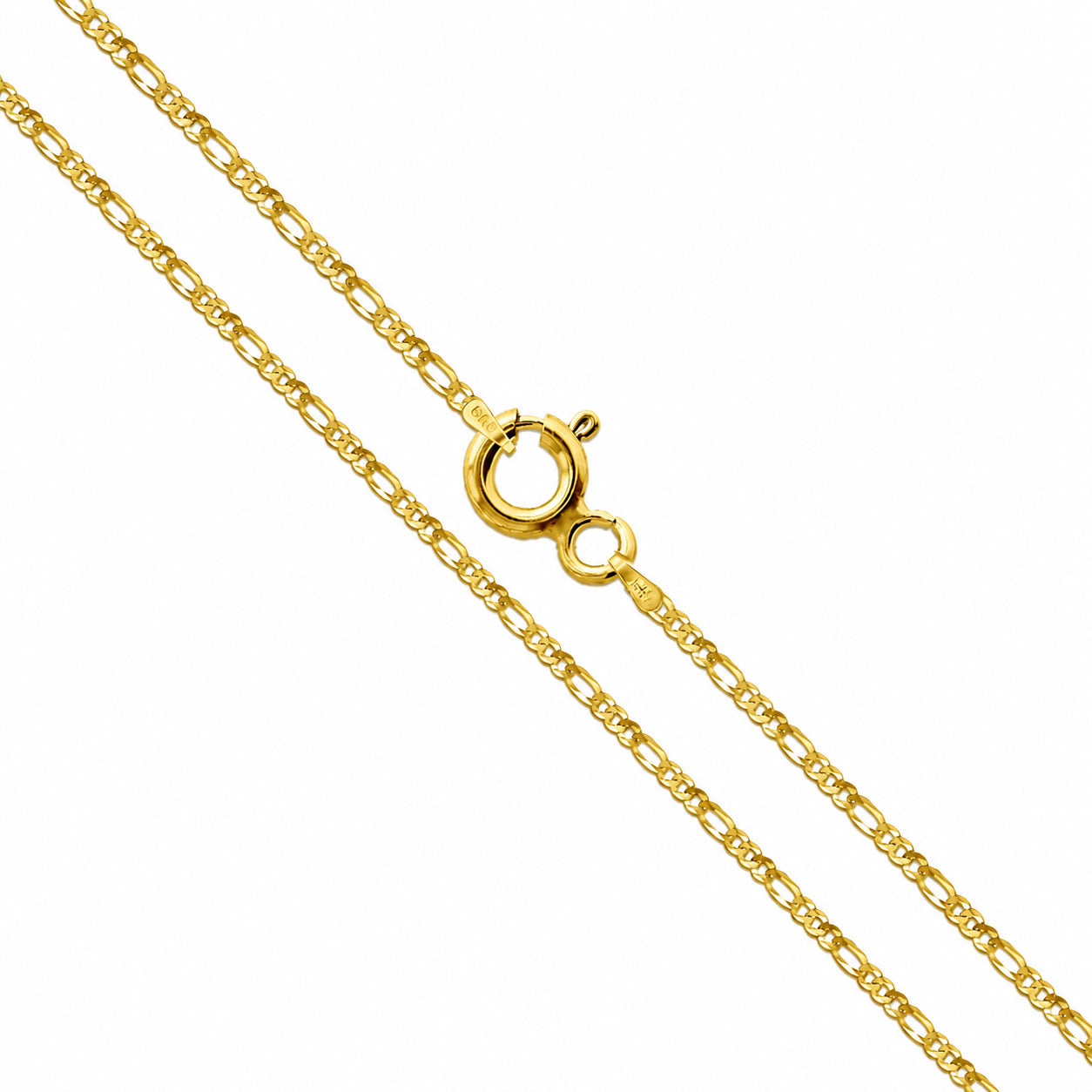 Figaro Gold Plated 050 - 2mm - Sterling Silver Figaro Chain Necklace