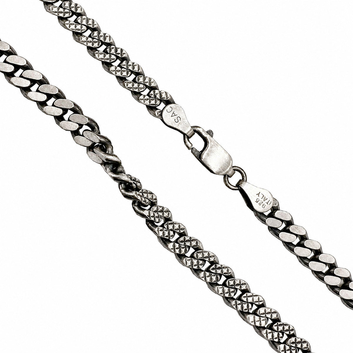 Miami Cuban Pyramid Gun Metal 140 - 4.9mm - Sterling Silver Chain