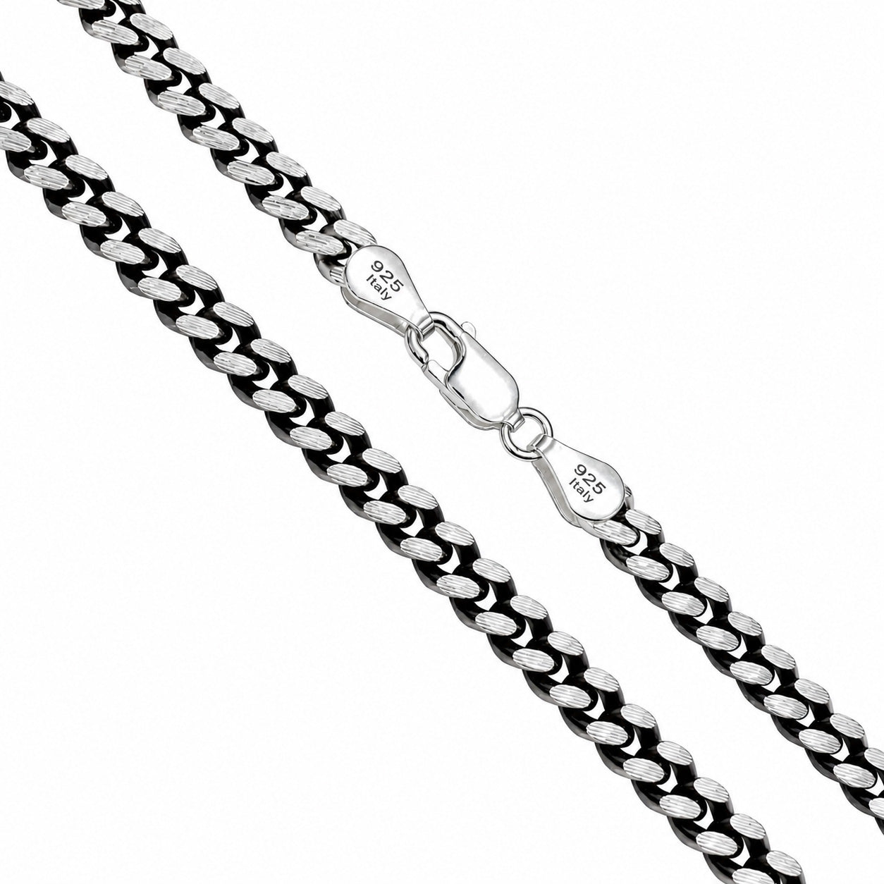 Miami Cuban Ruthenium Plated Slash 140 - 4.9mm - Sterling Silver Chain