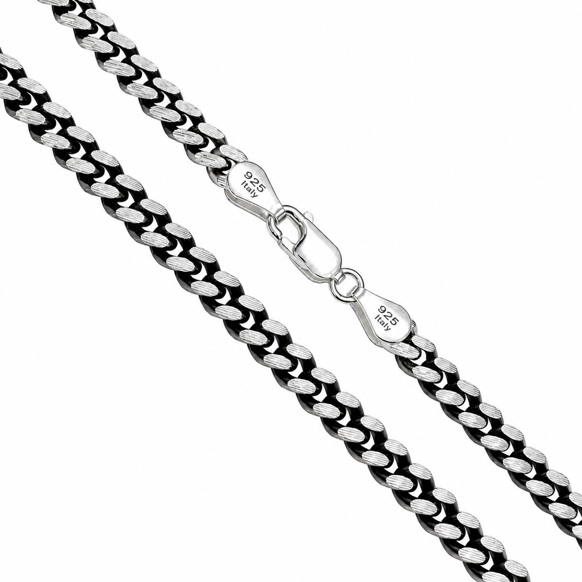 Miami Cuban Ruthenium Plated Slash 140 - 4.9mm - Sterling Silver Chain