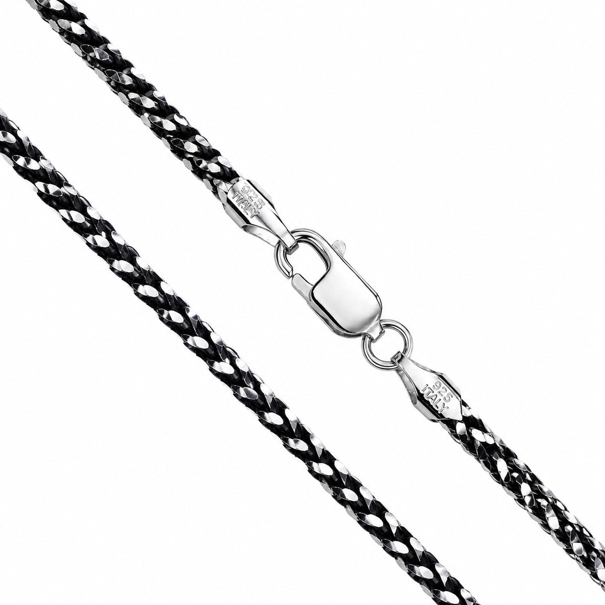 Franco Prism 080 - 2.5mm - Sterling Silver Black Plated 2-Tone DC Chain