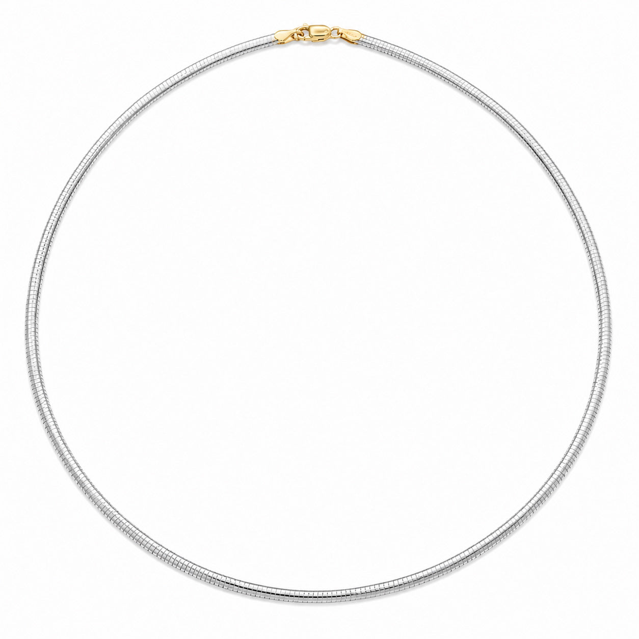 Lightweight Omega - 4mm - Sterling Silver Two-Tone Reversible Chain Necklace