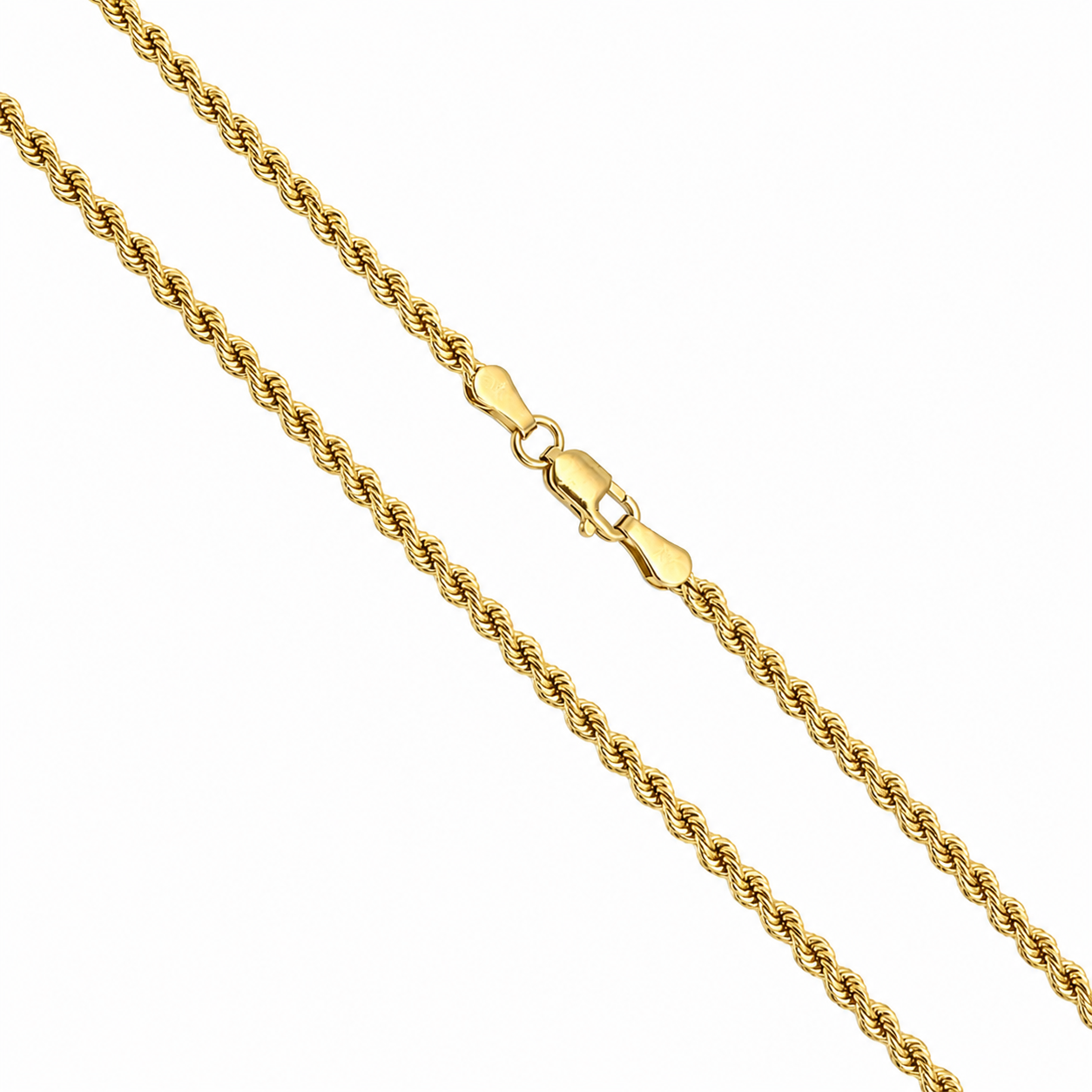 Rope Hollow Diamond-Cut - 2mm - Yellow 10k Gold Chain