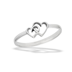 Sterling Silver Mother And Child Hearts Ring