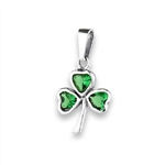 Sterling Silver Shamrock PENDANT with Synthetic Emeralds