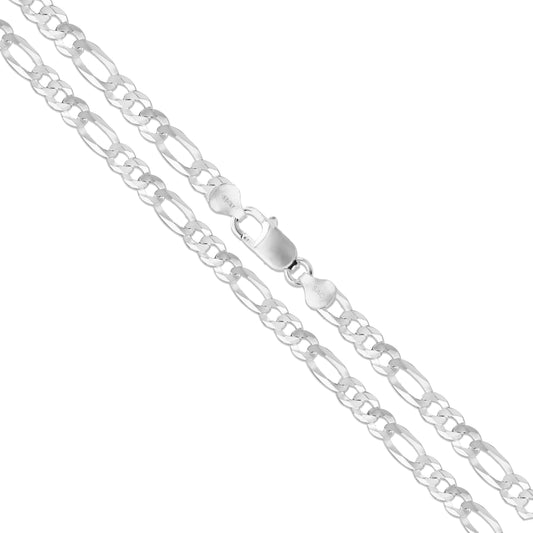 Figaro 150 - 7mm - Sterling Silver Flat Figaro Chain Necklace