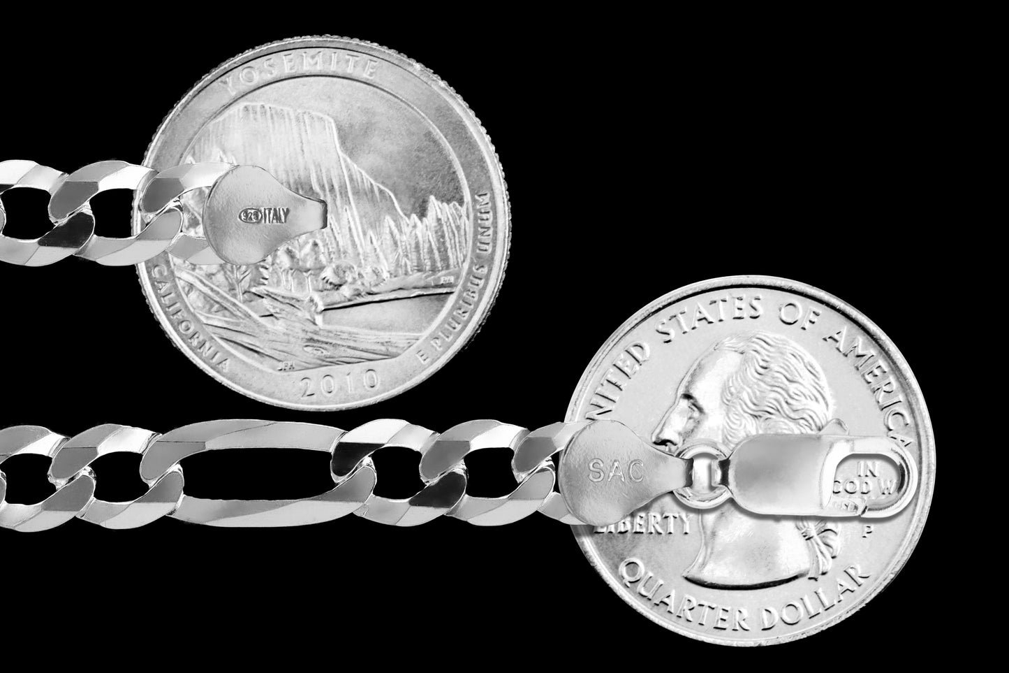 Figaro 180 - 8mm - Sterling Silver Flat Figaro Chain Necklace