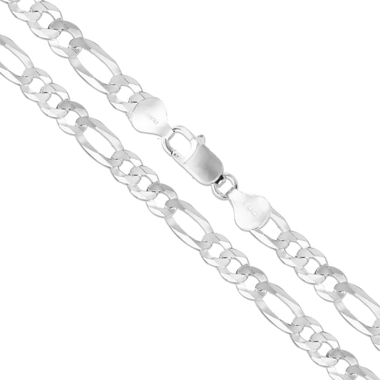Flat Figaro 450 - 18mm - Sterling Silver Flat Figaro Chain