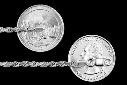 Rope 070 - 3.4mm - Sterling Silver Rope Chain Necklace