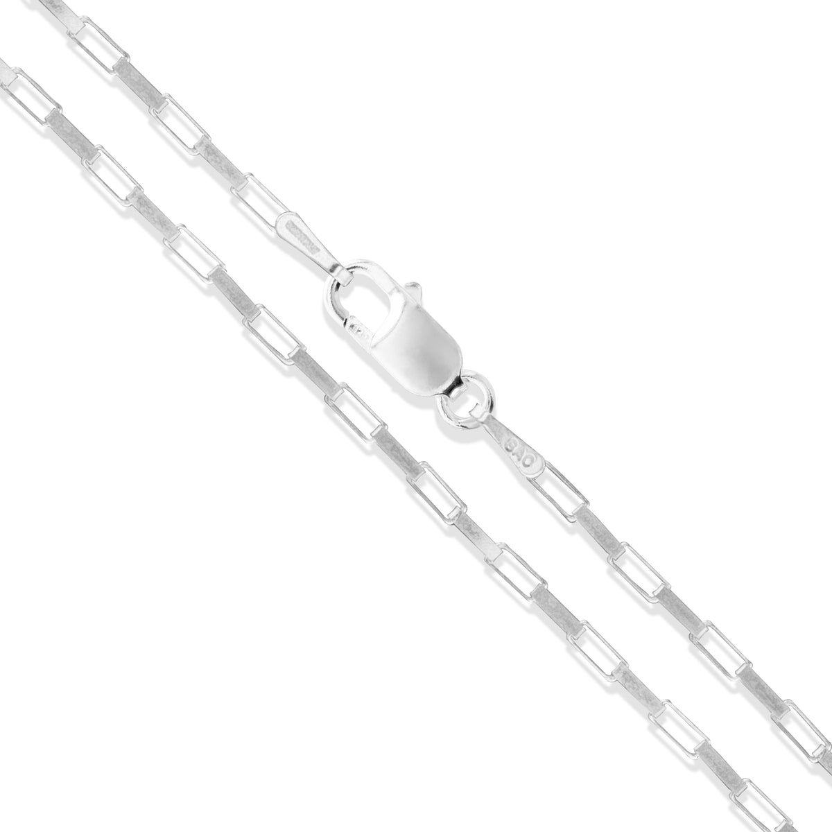 Long Box 035 - 1.7mm - Sterling Silver Diamond-Cut Long Box Chain Necklace