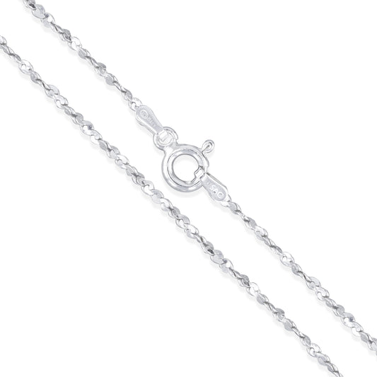 Serpentine 050 - 1.6mm - Sterling Silver Serpentine Chain Necklace