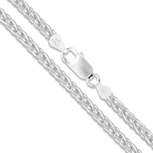 Wheat 080 - 3.4mm - Sterling Silver Wheat Chain Necklace