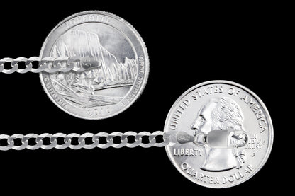 Curb 080 - 3.4mm - Sterling Silver Curb Chain Necklace