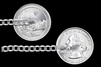 Curb 100 - 3.7mm - Sterling Silver Curb Chain Necklace