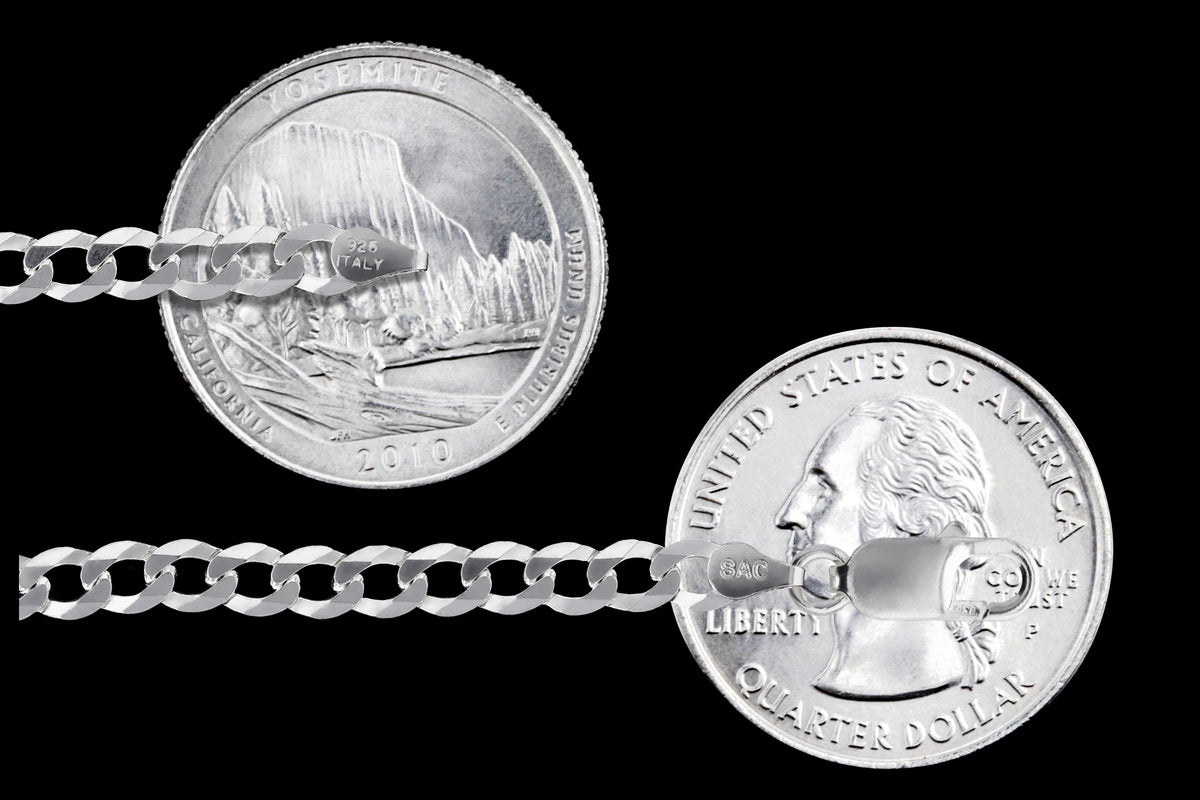 Curb 100 - 3.7mm - Sterling Silver Curb Chain Necklace