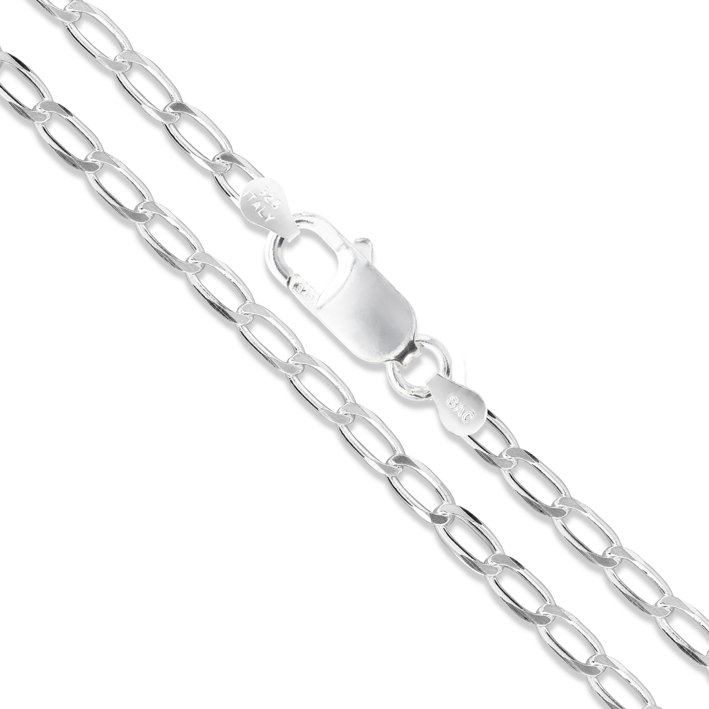 Long Curb 080 - 3.1mm - Sterling Silver Long Curb Chain Necklace
