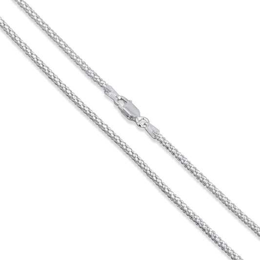 Popcorn 020 - 2mm - Sterling Silver Popcorn Chain Necklace