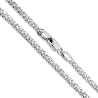 Popcorn 030 - 3mm - Sterling Silver Popcorn Chain Necklace