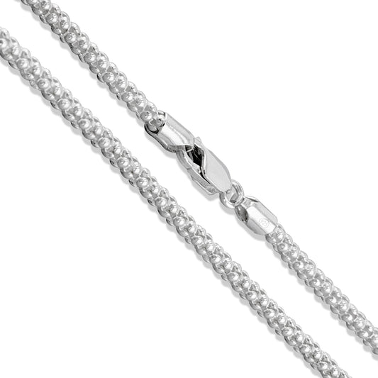 Popcorn 030 - 3mm - Sterling Silver Popcorn Chain Necklace