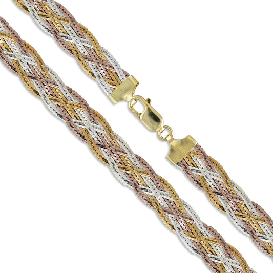 Herringbone 6 Braid 040 - 9mm - Sterling Silver 6 Braid Chain Necklace