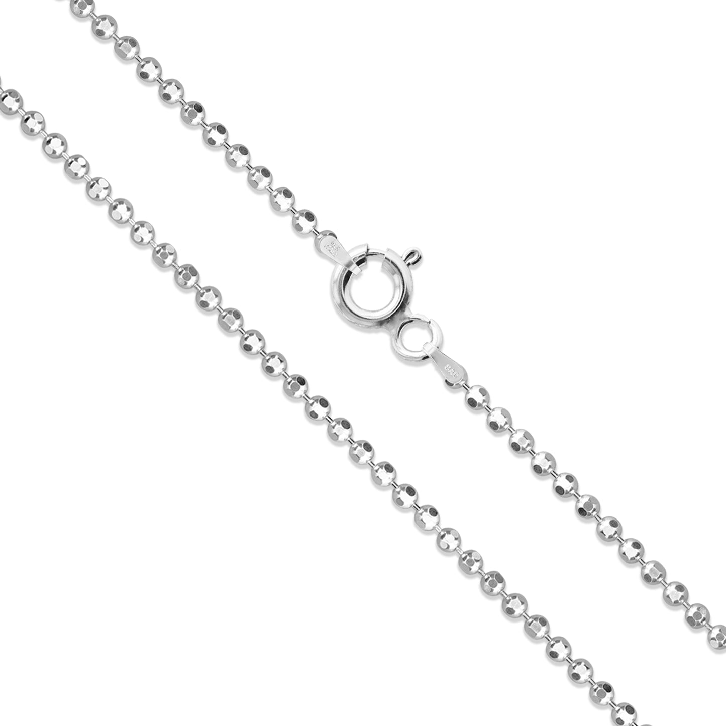 Bead Diamond-Cut 100 - 1mm - Sterling Silver Bead Diamond-Cut Chain Necklace