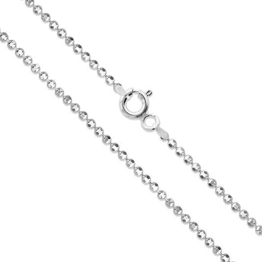 Bead Diamond-Cut 120 - 1.2mm - Sterling Silver Bead Diamond-Cut Chain Necklace