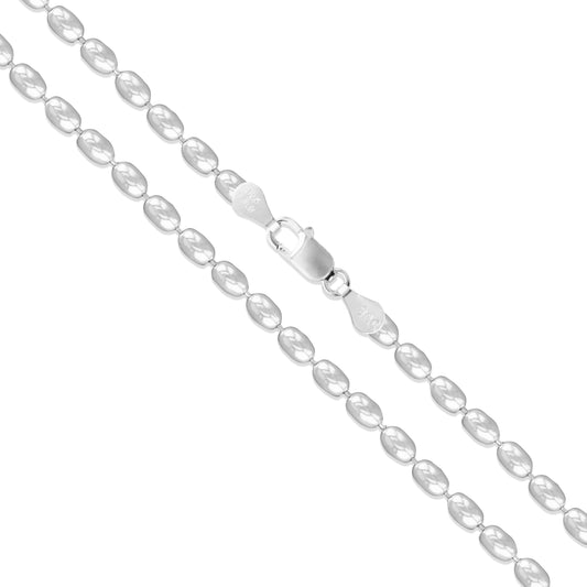 Oval Bead 600 - 6mm - Sterling Silver Oval Bead Chain Necklace