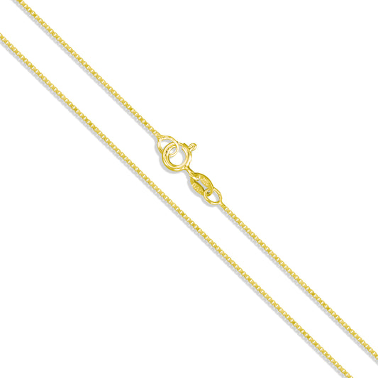 Box Gold Plated 019 - 1.0mm - Sterling Silver DC Box Gold Plated Chain Necklace