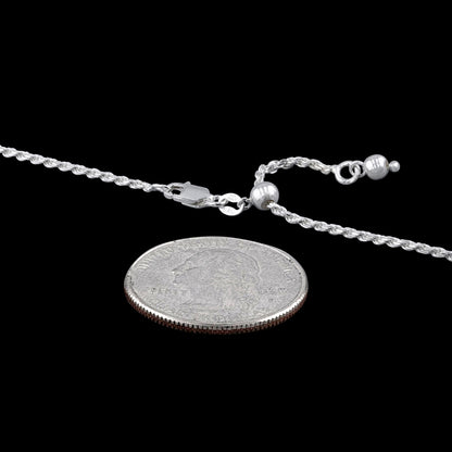 Rope Adjustable 035 - 1.6mm - Sterling Silver Rope Adjustable Chain Necklace