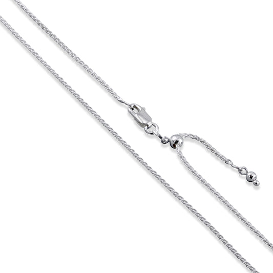 Wheat Adjustable 045 - 1.7mm - Sterling Silver Wheat Adjustable Chain Necklace