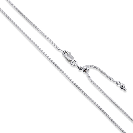 Wheat Adjustable 045 - 1.7mm - Sterling Silver Wheat Adjustable Chain Necklace
