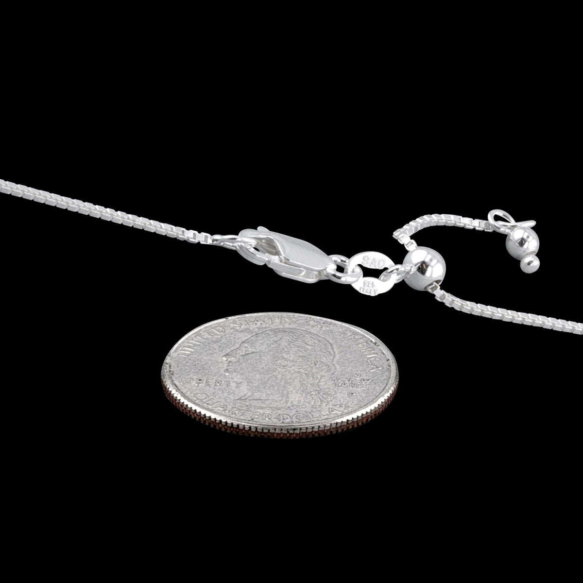 Box Adjustable 015 - 0.8mm - Sterling Silver DC Box Adjustable Chain Necklace