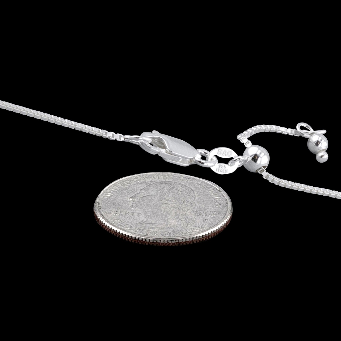 Box Adjustable 019 - 1.0mm - Sterling Silver DC Box Adjustable Chain Necklace