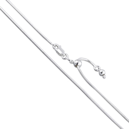 Snake Adjustable 025 - 1.1mm - Sterling Silver Snake Adjustable Chain Necklace