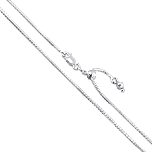 Snake Adjustable 025 - 1.1mm - Sterling Silver Snake Adjustable Chain Necklace
