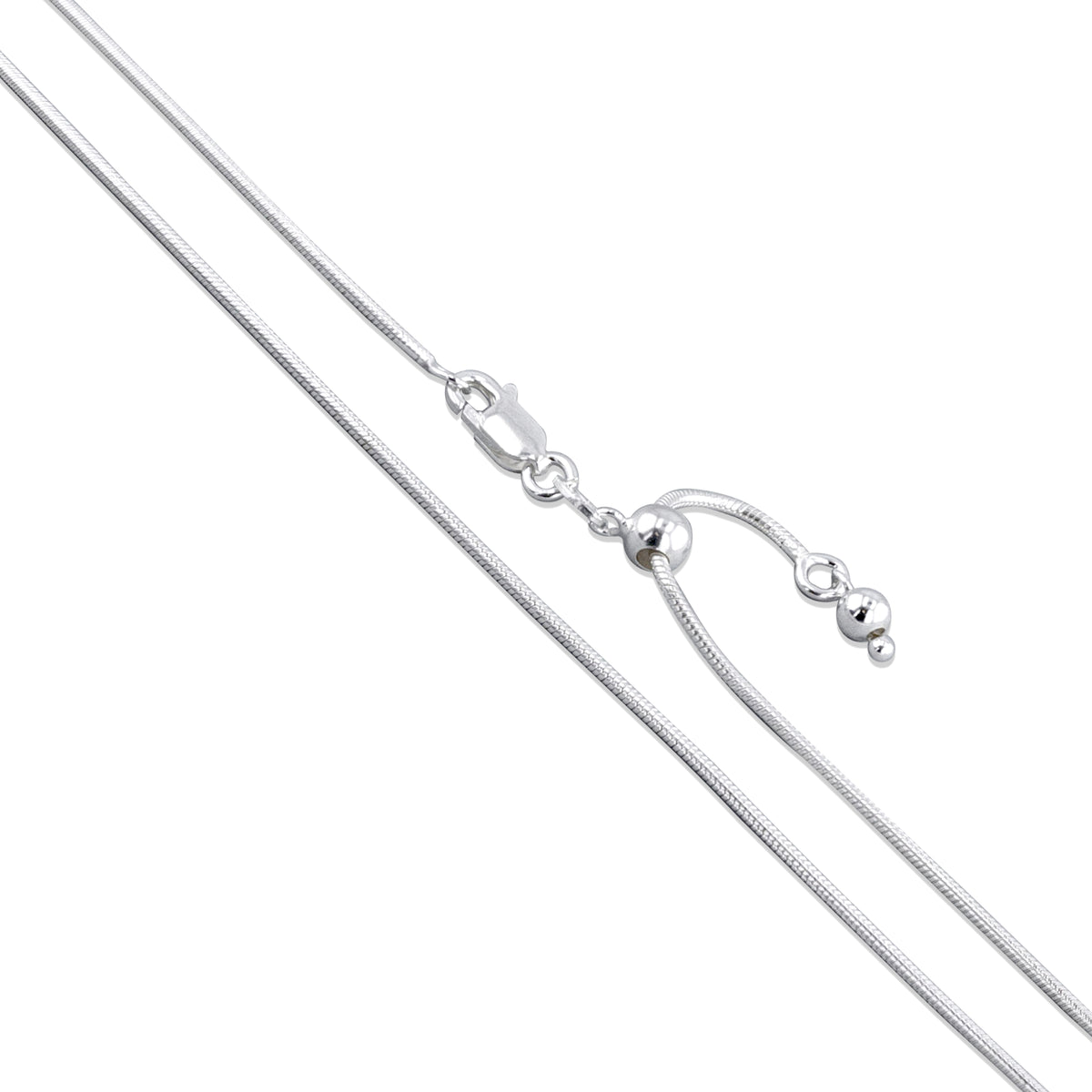 Snake Adjustable 025 - 1.1mm - Sterling Silver Snake Adjustable Chain Necklace