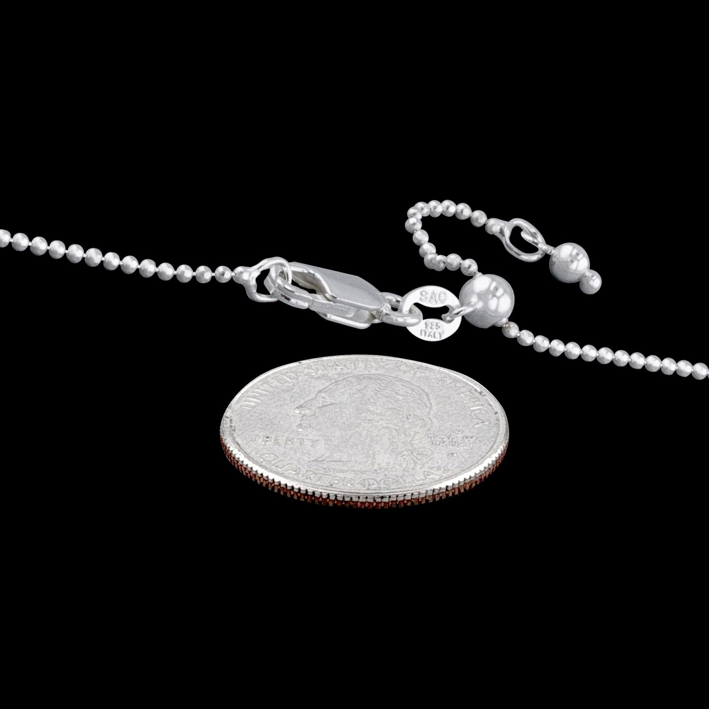 Bead Diamond-Cut Adjustable 120 - 1.2mm - Sterling Silver Chain Necklace