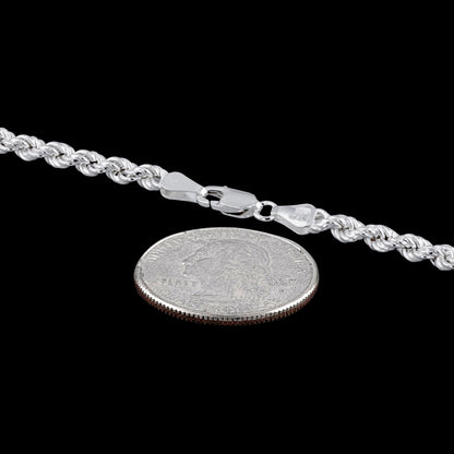 Rope Hollow 080 - 4mm - Sterling Silver Rope Hollow Chain Necklace