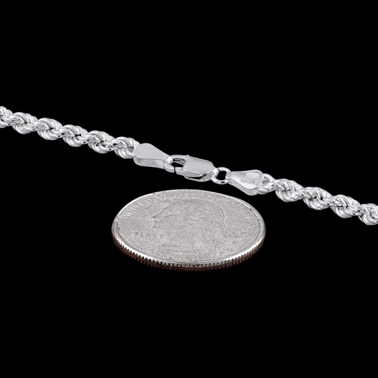 Rope Hollow 080 - 4mm - Sterling Silver Rope Hollow Chain Necklace