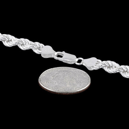 Rope Hollow 120 - 6mm - Sterling Silver Rope Hollow Chain Necklace